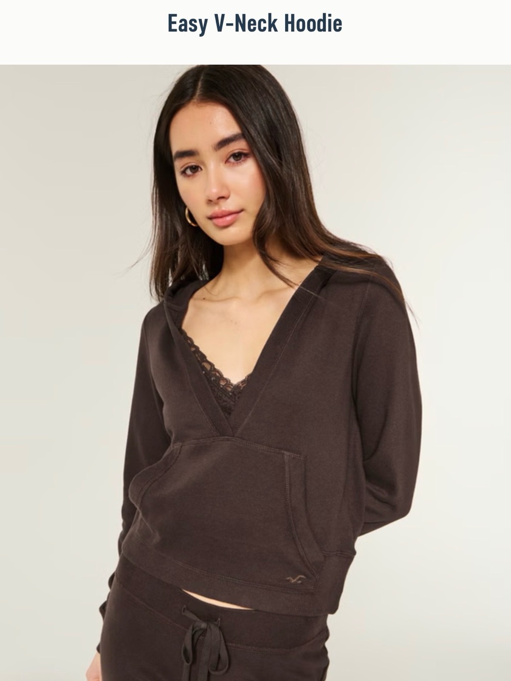 Hollister Brown easy V-Neck Hoodie
